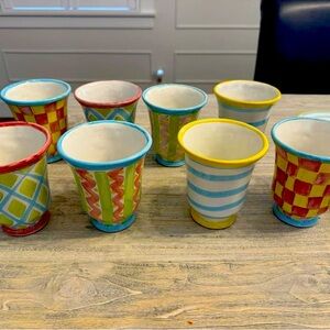 Mackenzie Childs retired wall court dessert dishes and mugs